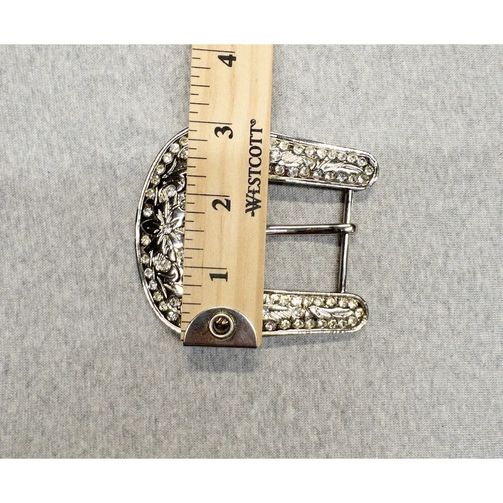 Western‎ Silver Bling Belt Buckle Womens Rodeo Southwestern